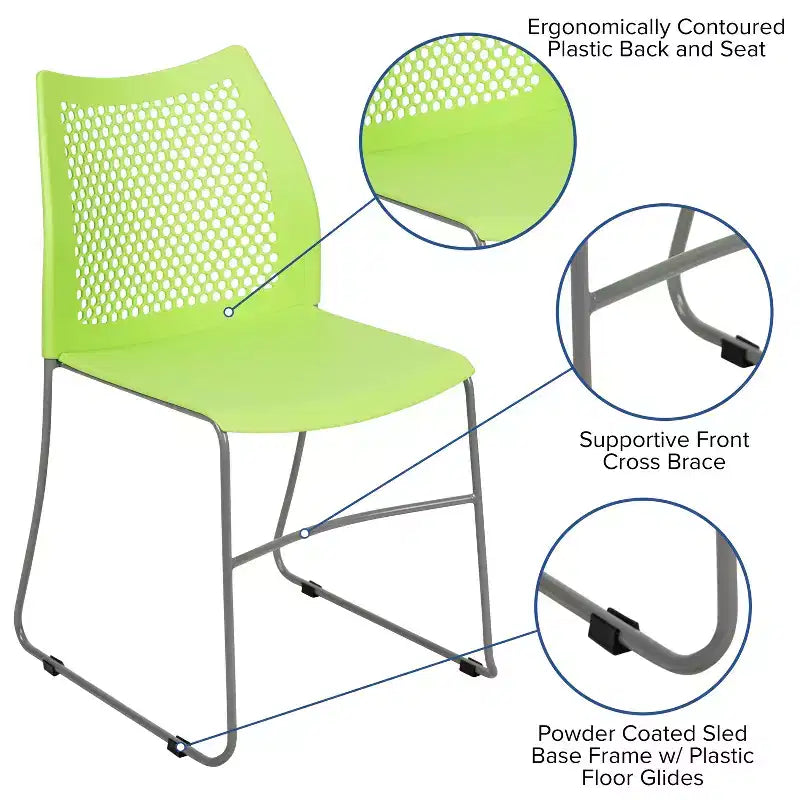 Flash Furniture HERCULES Series 661 lb. Capacity Stack Chair with Air-Vent Back and Powder Coated Sled Base
