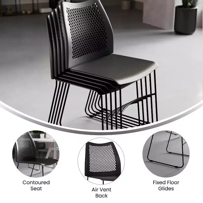 Flash Furniture HERCULES Series 661 lb. Capacity Stack Chair with Air-Vent Back and Powder Coated Sled Base