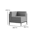 Fauteuil d'angle gauche modulaire contemporain de la série  avec assise capitonnée et cadre enveloppant