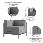 Fauteuil d'angle gauche modulaire contemporain de la série  avec assise capitonnée et cadre enveloppant