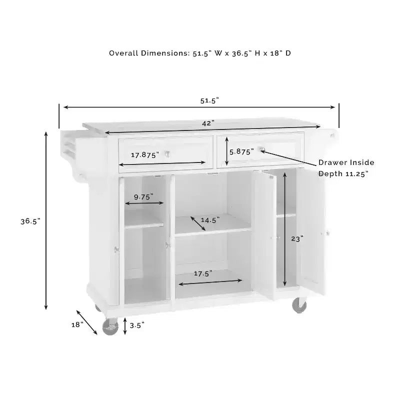 Full Size Granite Top Kitchen Cart - Crosley