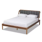 Helsa Mid-Century Modern Platform Bed Walnut/Brown/Gray - Baxton Studio