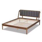 Lit plateforme moderne du milieu du siècle Noyer/Marron/Gris