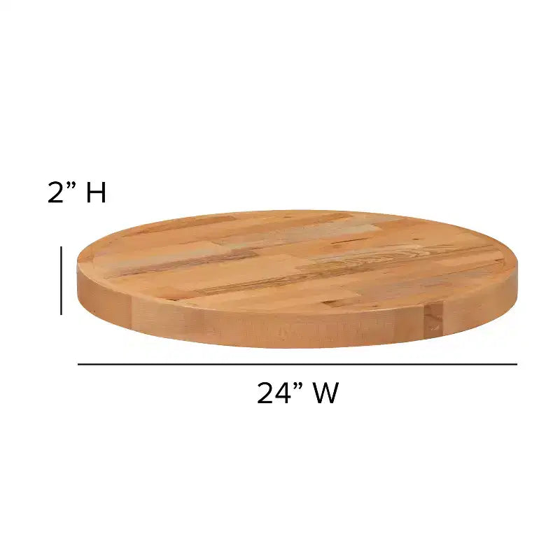 Emma and Oliver Round Butcher Block Style Table Top - Restaurant Table Top
