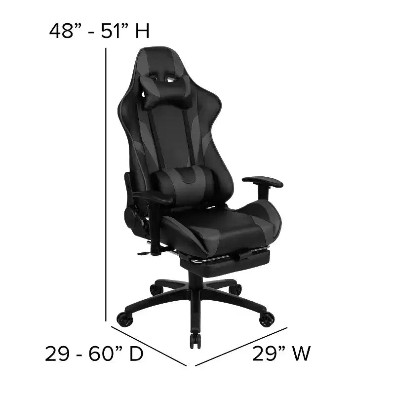 Flash Furniture Gaming Desk and Footrest Reclining Gaming Chair Set with Cup Holder, Headphone Hook & 2 Wire Management Holes