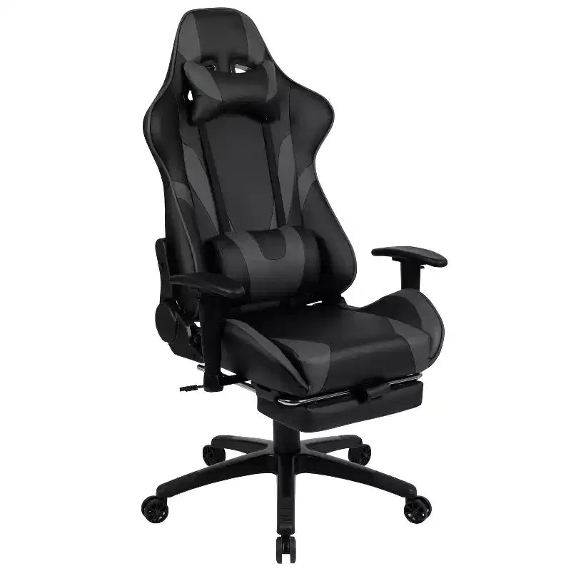 Flash Furniture Gaming Desk and Footrest Reclining Gaming Chair Set with Cup Holder, Headphone Hook & 2 Wire Management Holes