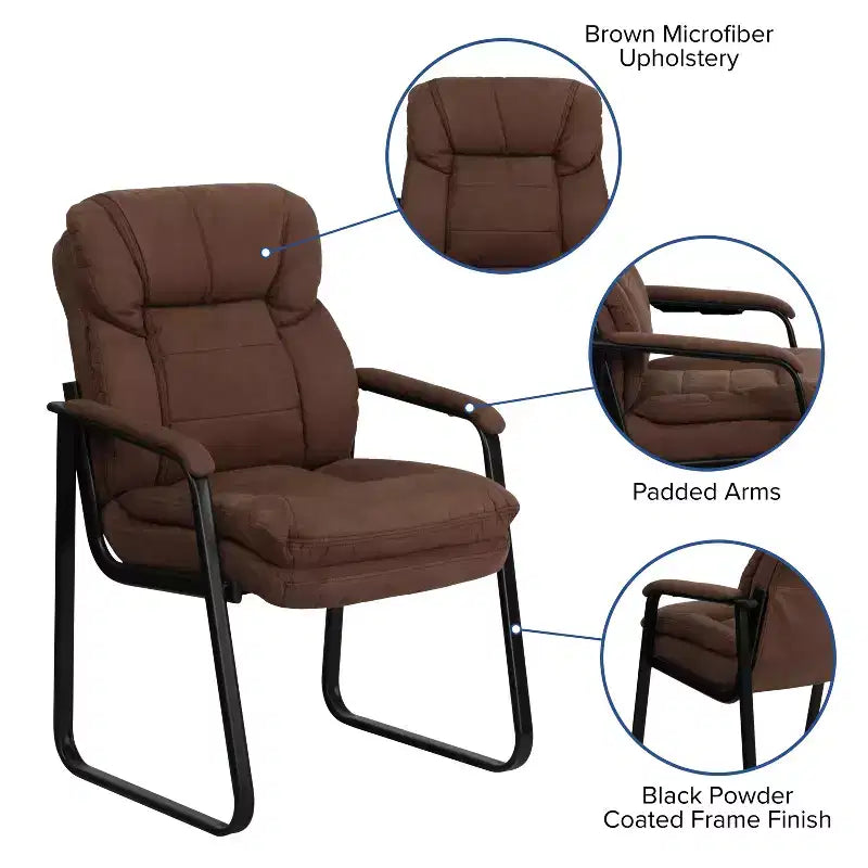 Emma and Oliver Executive Side Reception Chair with Lumbar Support and Sled Base