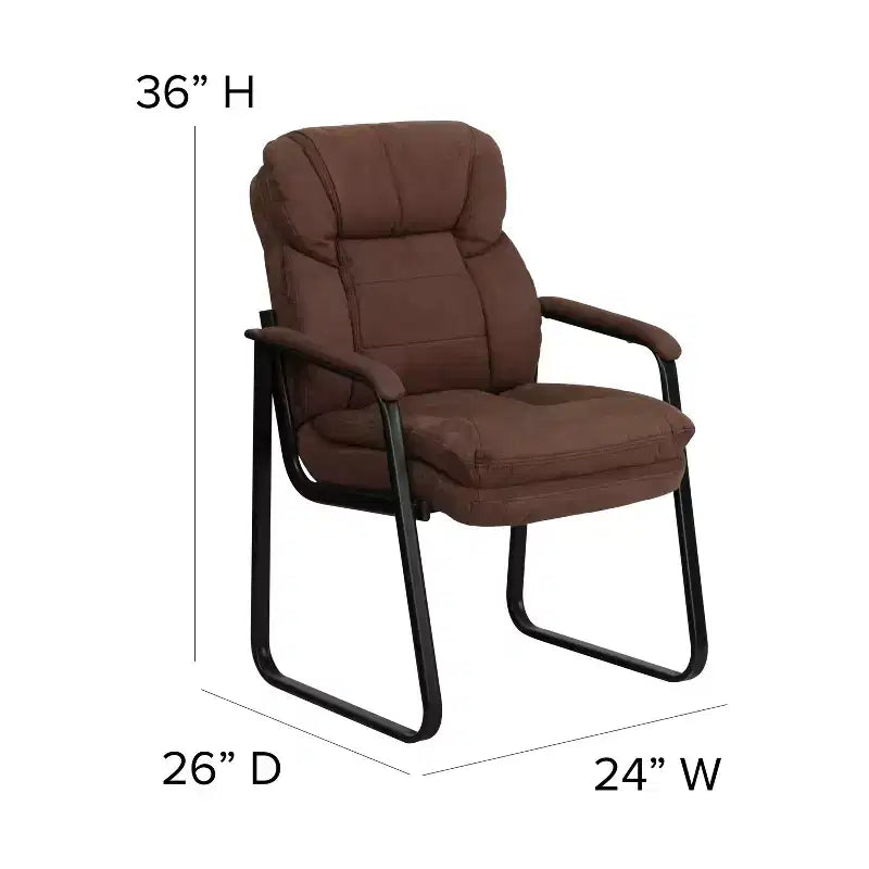 Emma and Oliver Executive Side Reception Chair with Lumbar Support and Sled Base