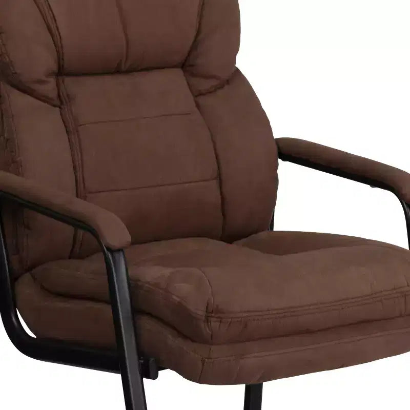 Emma and Oliver Executive Side Reception Chair with Lumbar Support and Sled Base