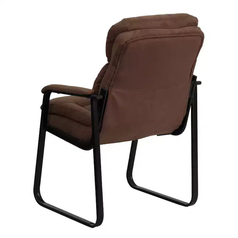 Emma and Oliver Executive Side Reception Chair with Lumbar Support and Sled Base