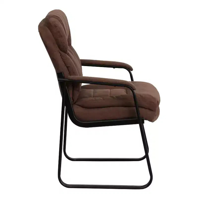 Emma and Oliver Executive Side Reception Chair with Lumbar Support and Sled Base