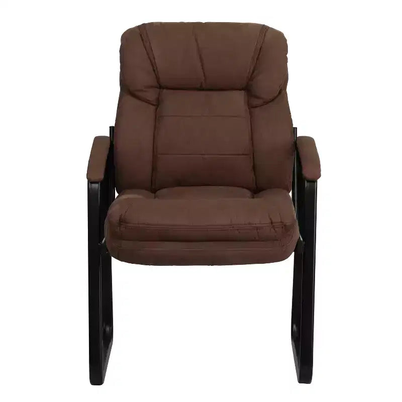 Emma and Oliver Executive Side Reception Chair with Lumbar Support and Sled Base