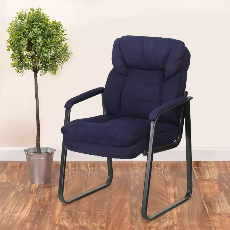 Emma and Oliver Executive Side Reception Chair with Lumbar Support and Sled Base