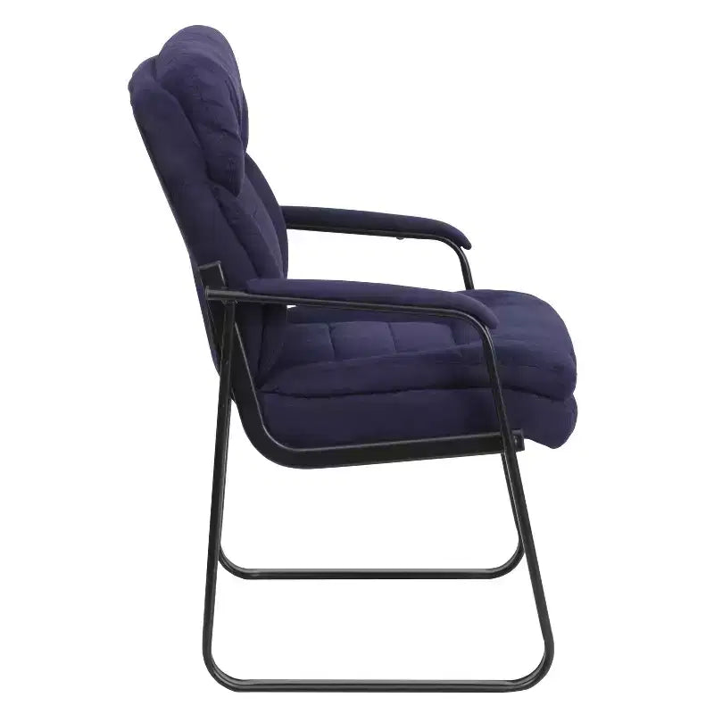 Emma and Oliver Executive Side Reception Chair with Lumbar Support and Sled Base