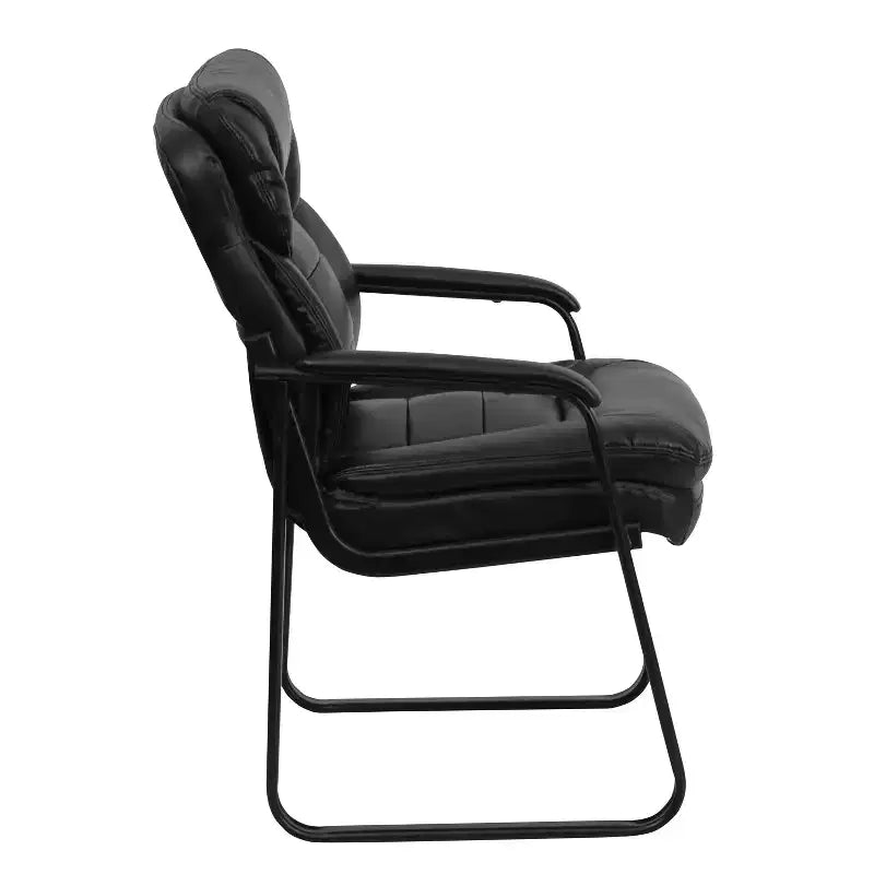 Emma and Oliver Executive Side Reception Chair with Lumbar Support and Sled Base