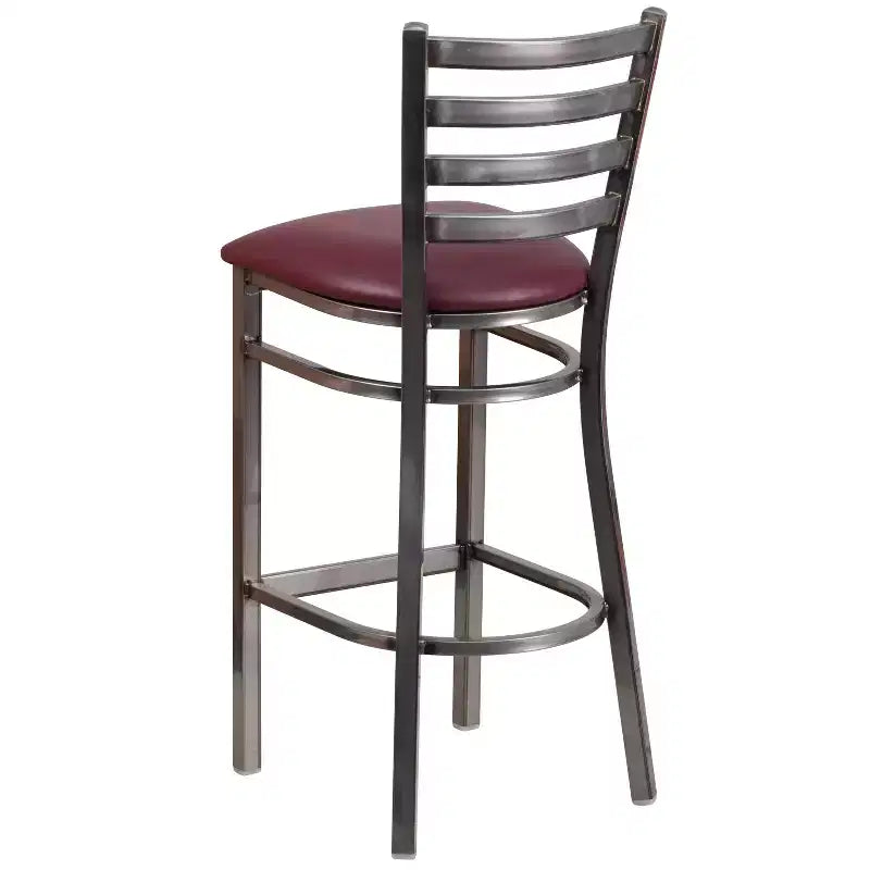 Emma and Oliver Clear Coated Ladder Back Metal Restaurant Dining Barstool