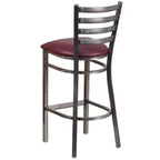 Tabouret de bar à dossier échelle en métal, laqué transparent, pour restaurant