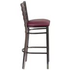 Tabouret de bar à dossier échelle en métal, laqué transparent, pour restaurant