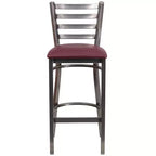 Tabouret de bar à dossier échelle en métal, laqué transparent, pour restaurant