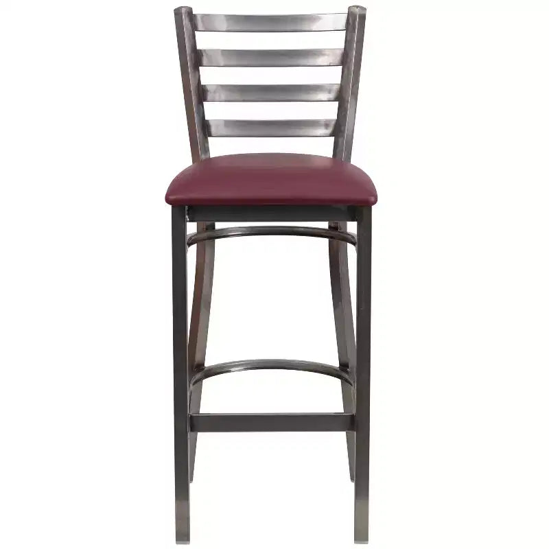 Emma and Oliver Clear Coated Ladder Back Metal Restaurant Dining Barstool