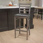 Tabouret de bar à dossier échelle en métal, laqué transparent, pour restaurant