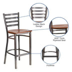Tabouret de bar à dossier échelle en métal, laqué transparent, pour restaurant