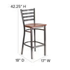 Tabouret de bar à dossier échelle en métal, laqué transparent, pour restaurant