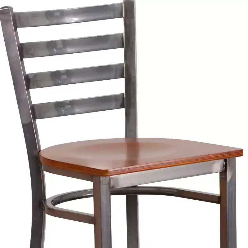 Emma and Oliver Clear Coated Ladder Back Metal Restaurant Dining Barstool