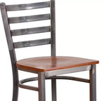 Tabouret de bar à dossier échelle en métal, laqué transparent, pour restaurant