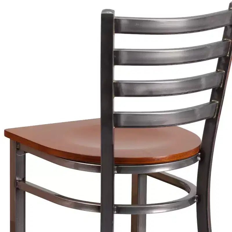 Emma and Oliver Clear Coated Ladder Back Metal Restaurant Dining Barstool