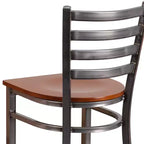 Tabouret de bar à dossier échelle en métal, laqué transparent, pour restaurant