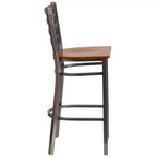 Tabouret de bar à dossier échelle en métal, laqué transparent, pour restaurant