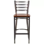 Tabouret de bar à dossier échelle en métal, laqué transparent, pour restaurant