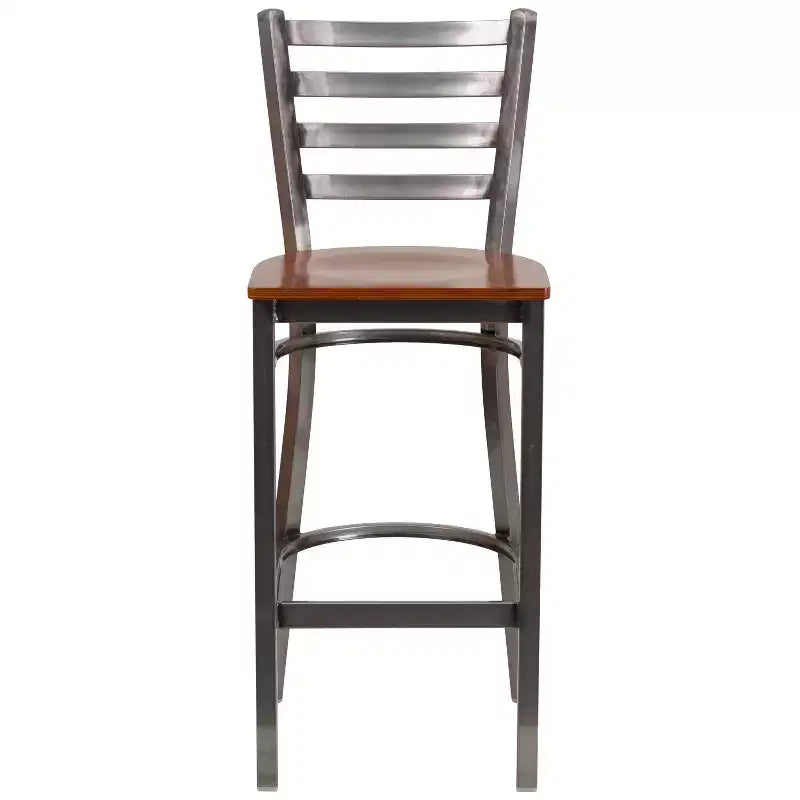 Emma and Oliver Clear Coated Ladder Back Metal Restaurant Dining Barstool