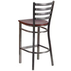 Tabouret de bar à dossier échelle en métal, laqué transparent, pour restaurant