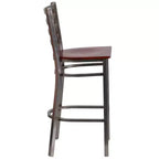 Tabouret de bar à dossier échelle en métal, laqué transparent, pour restaurant