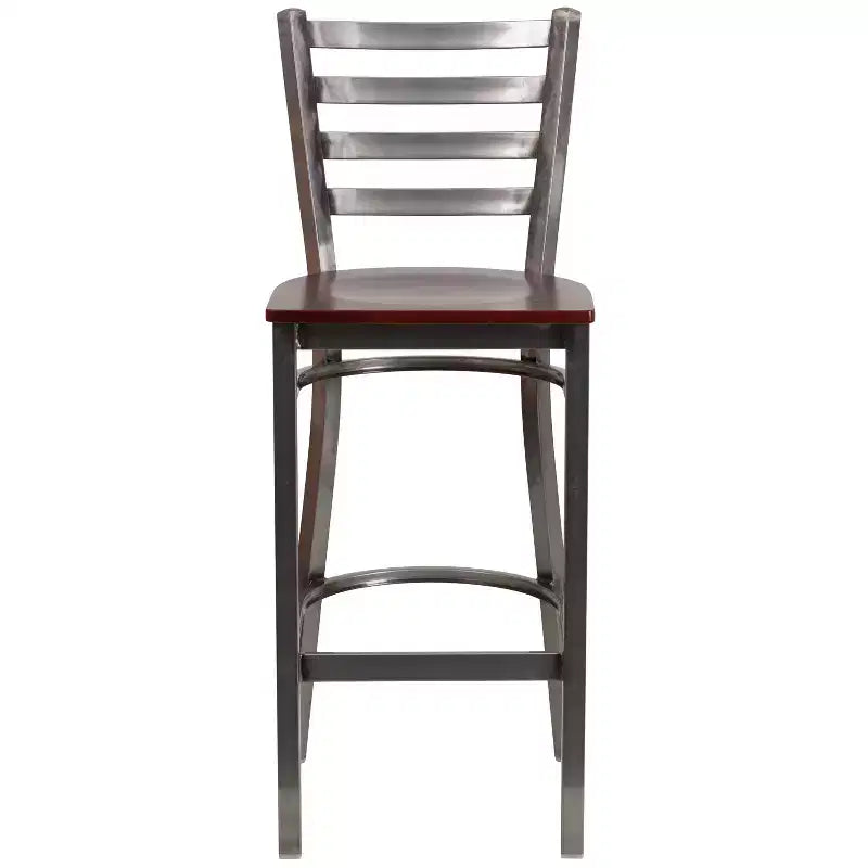 Emma and Oliver Clear Coated Ladder Back Metal Restaurant Dining Barstool
