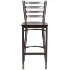 Tabouret de bar à dossier échelle en métal, laqué transparent, pour restaurant