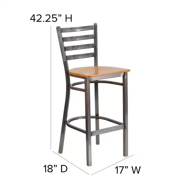 Emma and Oliver Clear Coated Ladder Back Metal Restaurant Dining Barstool