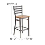 Tabouret de bar à dossier échelle en métal, laqué transparent, pour restaurant