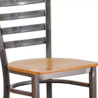 Tabouret de bar à dossier échelle en métal, laqué transparent, pour restaurant
