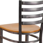 Tabouret de bar à dossier échelle en métal, laqué transparent, pour restaurant