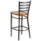 Tabouret de bar à dossier échelle en métal, laqué transparent, pour restaurant