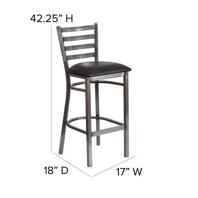 Emma and Oliver Clear Coated Ladder Back Metal Restaurant Dining Barstool