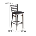 Tabouret de bar à dossier échelle en métal, laqué transparent, pour restaurant
