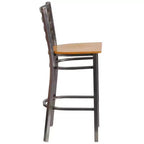 Tabouret de bar à dossier échelle en métal, laqué transparent, pour restaurant