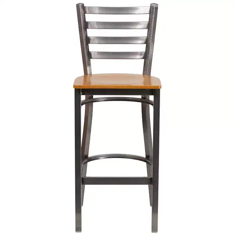 Emma and Oliver Clear Coated Ladder Back Metal Restaurant Dining Barstool