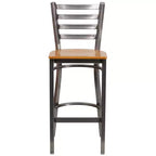 Tabouret de bar à dossier échelle en métal, laqué transparent, pour restaurant