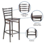 Tabouret de bar à dossier échelle en métal, laqué transparent, pour restaurant