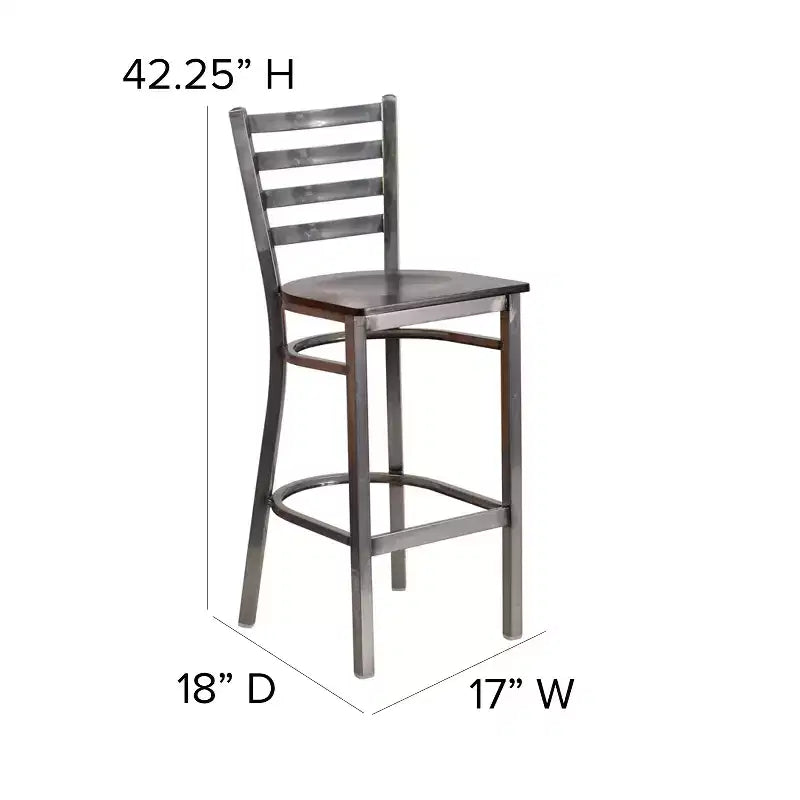 Emma and Oliver Clear Coated Ladder Back Metal Restaurant Dining Barstool